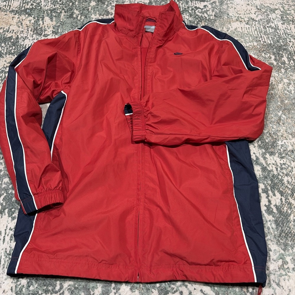 Vintage Nike Windbreaker Jacket Mens Large L Red Full Zip Y2K Track Top